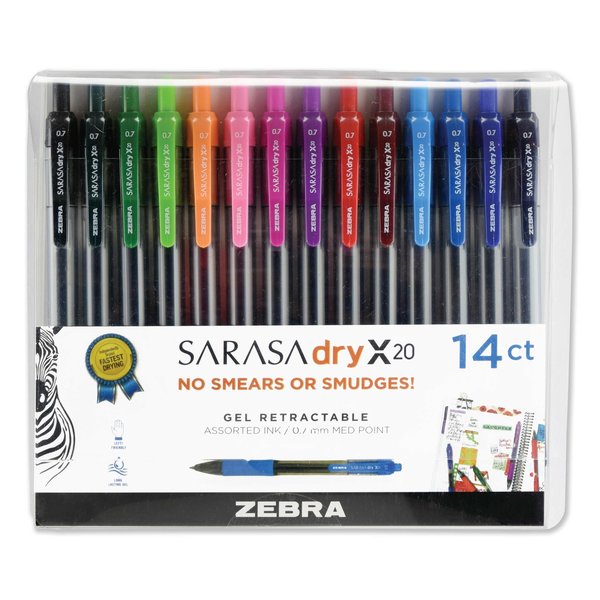 Zebra Pen Sarasa Gel Pen, Assorted, Medium, PK14 46824
